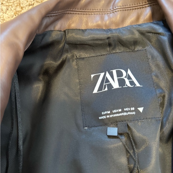 Zara Brown Leather Blazer with tags - Picture 4 of 4